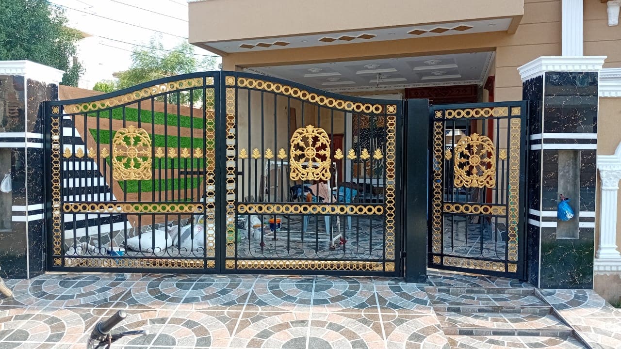 Ornate Black & Gold Gate — Iron Gate — Babar Fiber Glass